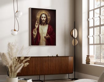 ビンテージのイエス・キリストの聖画、カトリックのイエスの肖像画