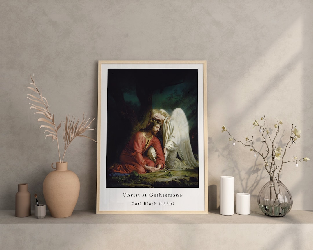Jesus Christ Fine Art Printable, Christ at Gethsemane, Vintage Wall Art, Religious Print Art