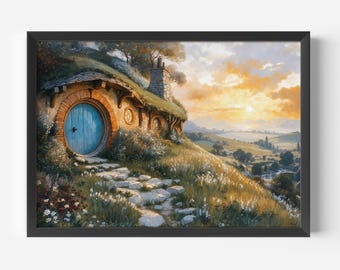 Unique Fantasy House in a Beautiful Landscape Power Ring Fine Art Print.