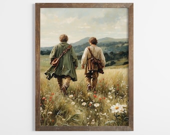 Old Friends Leaving Home Fine Art Print, Power Ring Fantasy Poster, Fellowship Print.