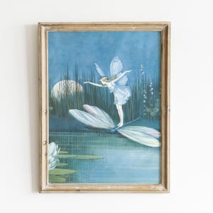 A Cute Fairy Riding on a Dragonfly Digital Download, Retro Children&#39;s Book Illustration Wall Art for Nursery, Ida Rentoul Outhwaite Print.