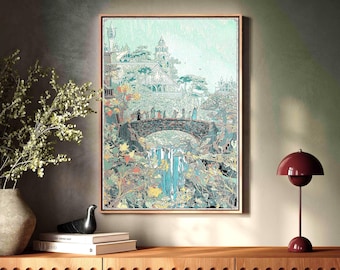 Retro Fellowship Illustration Printed on Floating Framed Canvas, Power Ring Floater Frame Canvas Wall Art.