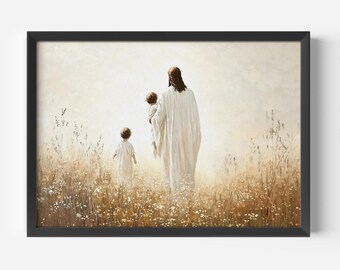 Come Follow Me Poster, Jesus Walking With Children in a Beautiful