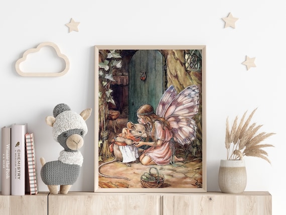 A Fairy's Kiss Illustration by Cicely Mary Barker, Vintage Fairy