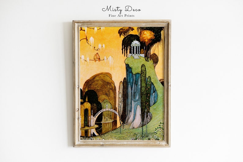 Beautiful vintage fairytale art by Kay Nielsen, Colorful vintage wall art, Kay Nielsen illustration, the Golden Age of illustration.