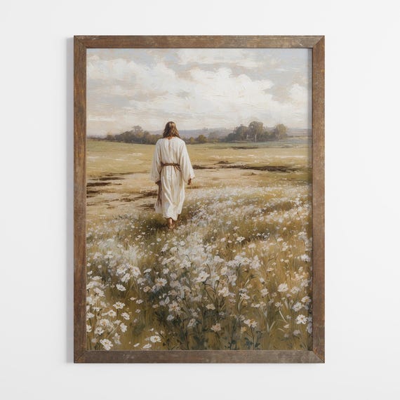 Jesus Leaves the 99 Painting, Digital Download Jesus Christ Wall