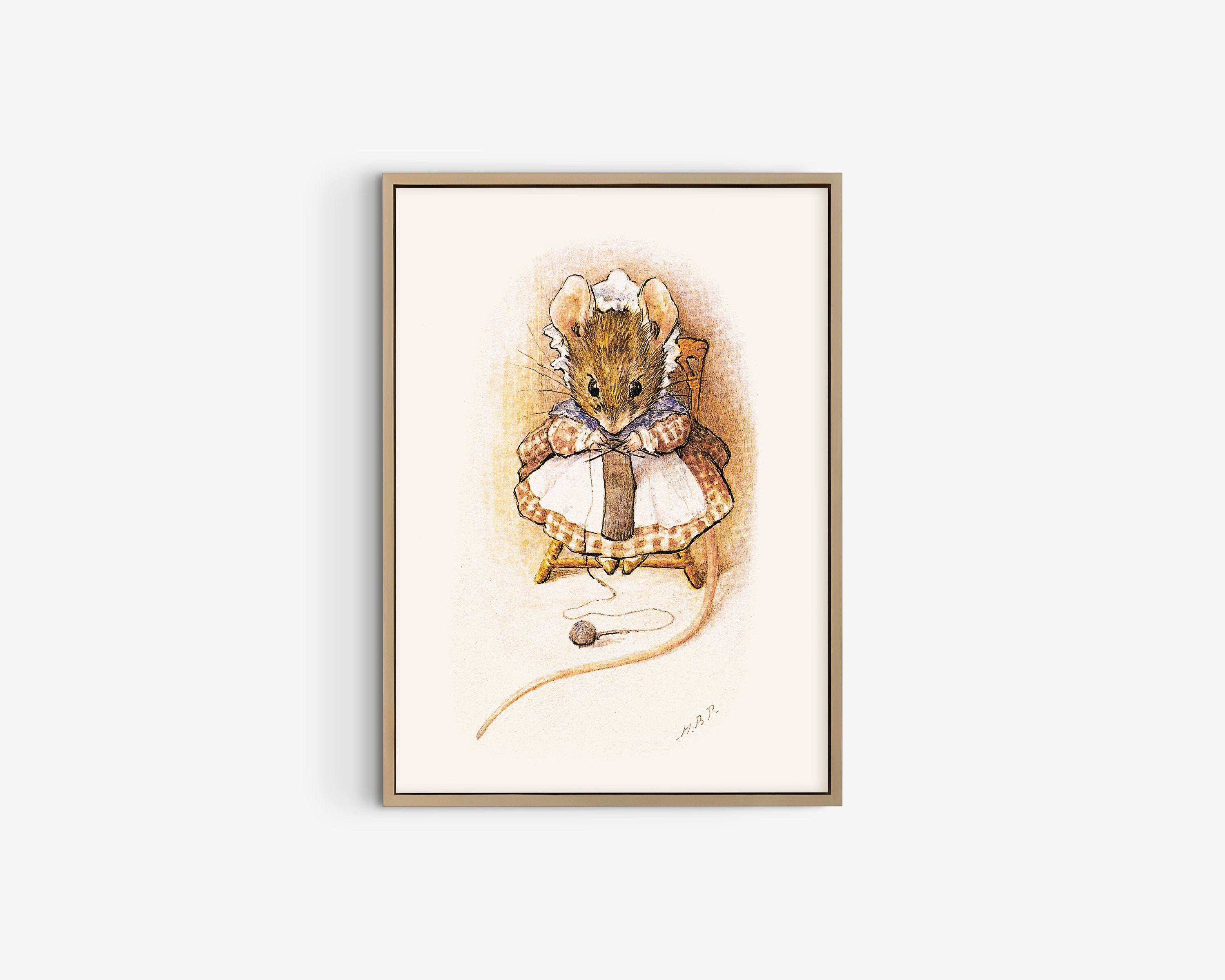 Sac Fourre-tout Illustré Famille Souris - Dessin Beatrix Potter, 38x42 Cm, Polycoton Blanc, Neuf Avec étiquettes