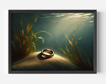 Den enda ringen på flodbädden, väggkonst Power Ring, affischkonst för Fantasy Fellowship.