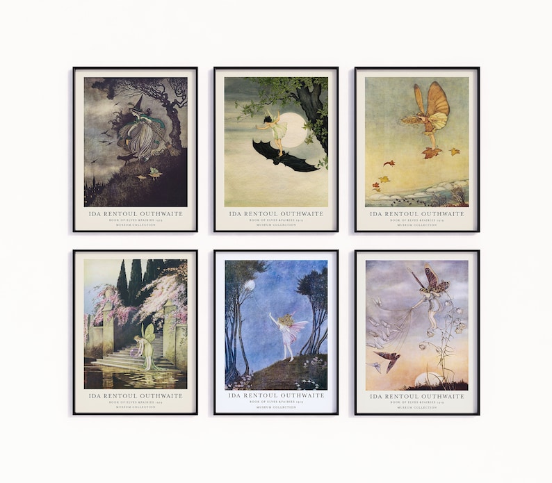 Ida Rentoul Outhwaite set of 6, Best of Ida Rentoul, Fairy Tale Gallery Wall, Kids Room Fairytale Print, Nursery Wall Decor, Whimsical Art, The Golden Age of Illustration.