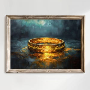 The One Ring Oil Painting, High Fantasy Fellowship Digital Wall Art, Ring of Power Poster.