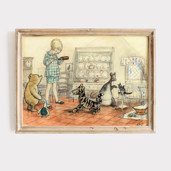 ビンテージのくまのプーさんと仲間たちの印刷可能な壁アート、ティガー