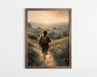 Halfling Laving Home Fine Art Print on Premium paper, Power Ring Poster, Fellowship Wall Art.