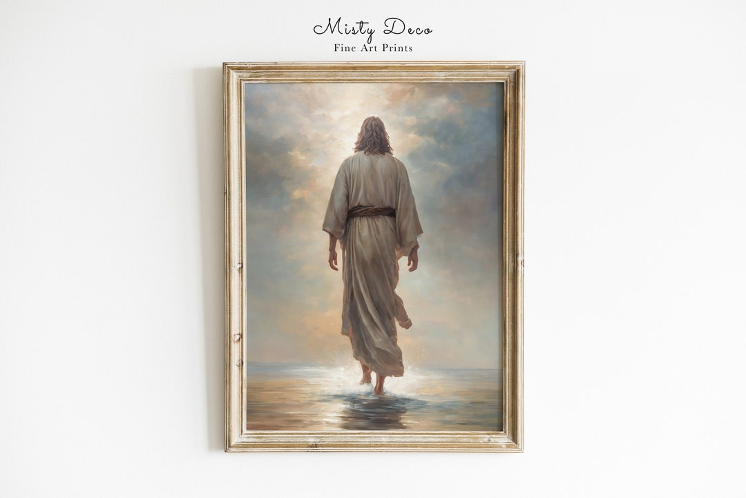 Jesus Walking on Water Oil Painting, Jesus Christ Printable Wall Art