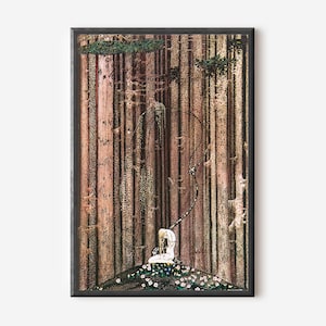 Enchanting Fairytale Wall Art by Kay Nielsen, In The Midst of the Gloomy Thick Wood, Moody Fairy Tale Art, The Golden Age of Illustration
