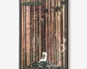 Kay Nielsen Fairytale Fine Art Print : Illustration de la forêt enchantée de mauvaise humeur