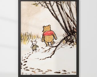 クラシックなビンテージのくまのプーさんのイラスト、子供部屋や保育園