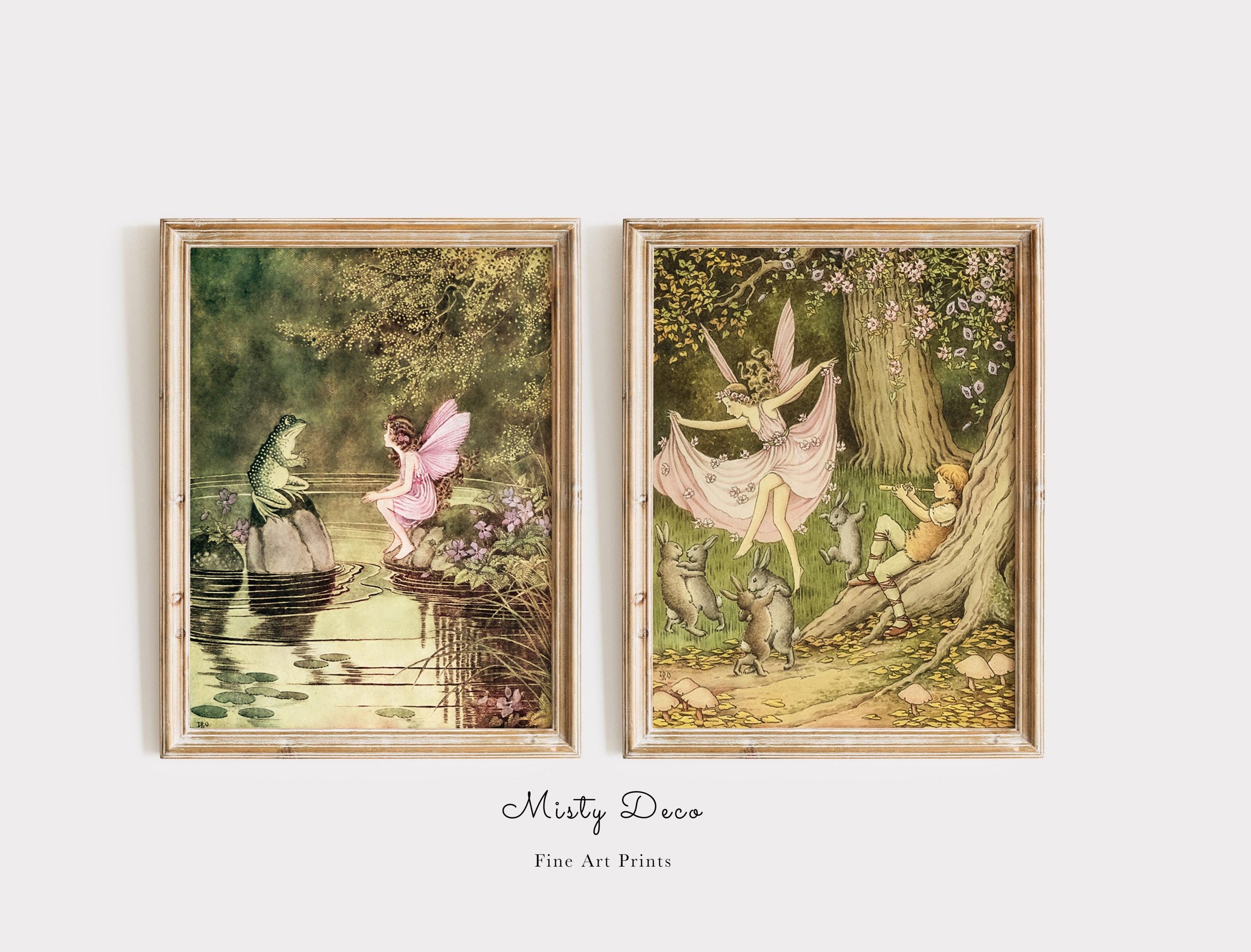 Whimsical Dancing Fairies and Rabbits and Fairy and Frog