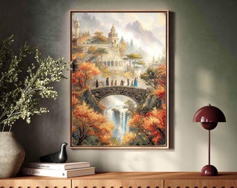 Retro Fellowship Illustration Printed on Floating Framed Canvas, Power Ring Floater Frame Canvas Wall Art.