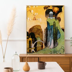 Beautiful vintage fairytale art by Kay Nielsen, Colorful vintage wall art, Kay Nielsen illustration, the Golden Age of illustration.