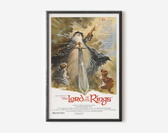 Póster retro de la película El Anillo de Poder (1978), Impresión artística de Fellowship.