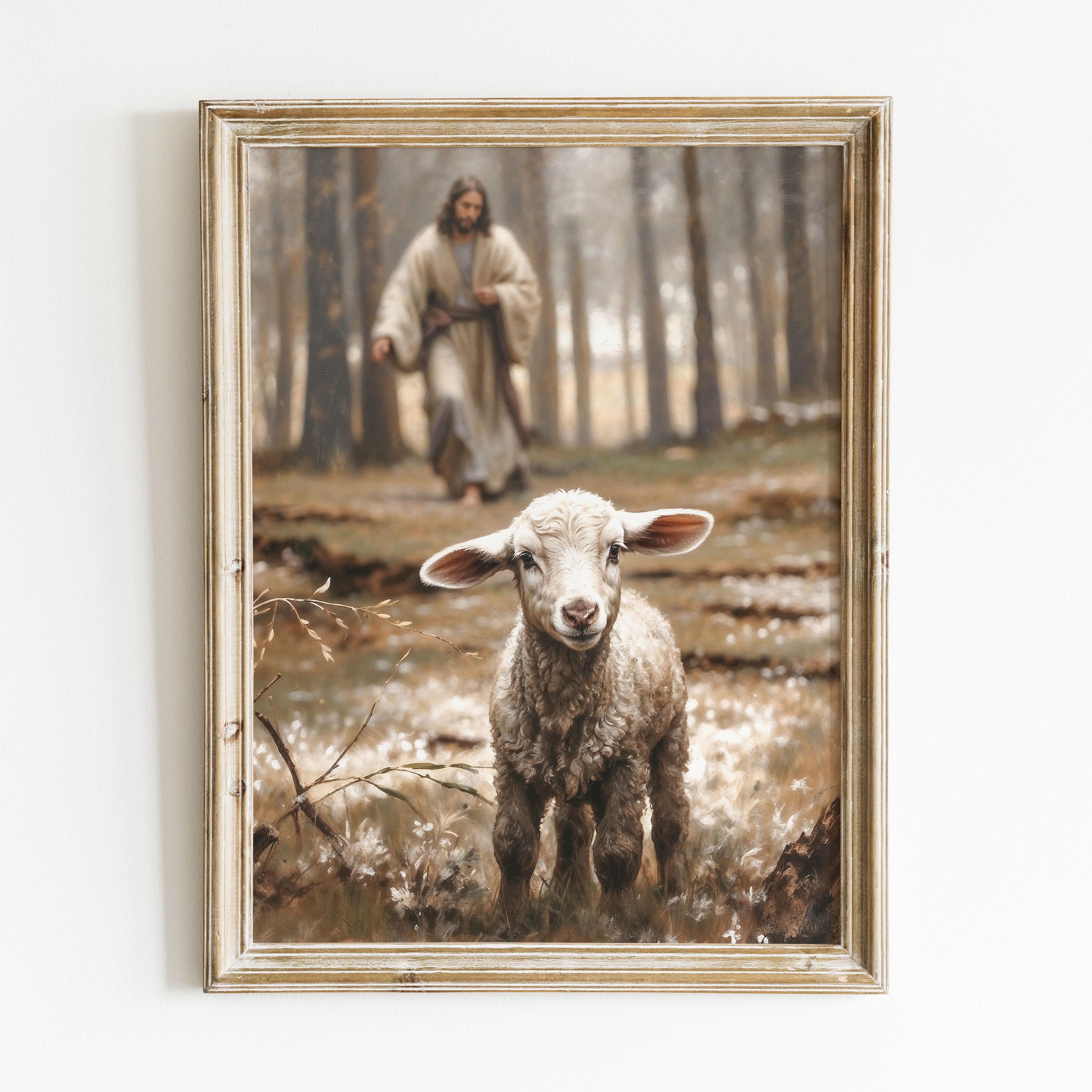 イエス・キリストは子羊を救うデジタルダウンロードウォールアート