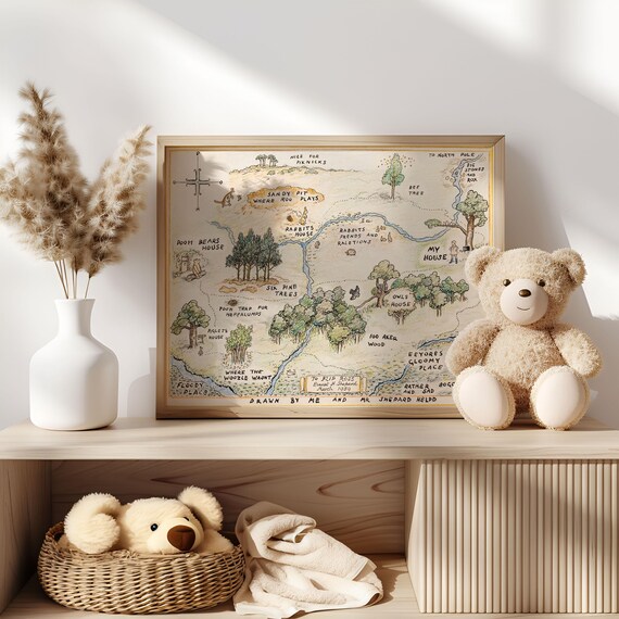 くまのプーさん 100 エーカーの森の地図のイラスト、ビンテージの子供