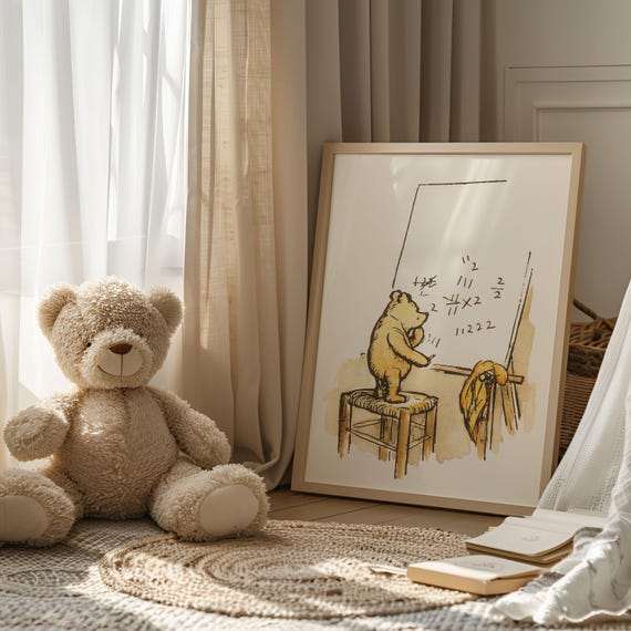 Retro Winnie the Pooh Illustration, Pooh Poster for School