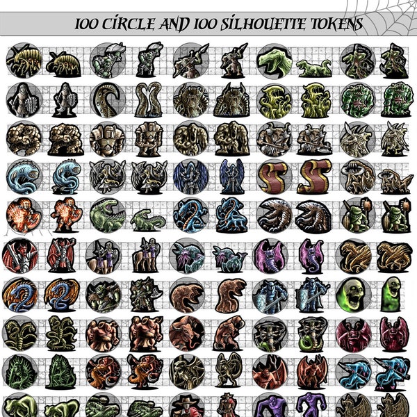 Set B - 100 Tokens fürVirtual Tabletop RPG + druckbare PDFs