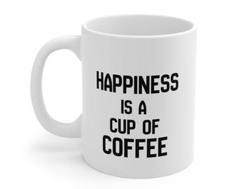 Tazza da caffè in ceramica bianca con scritta in grassetto, capacità 325 ml (lavabile in lavastoviglie)