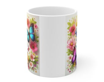 Tazza "Ciao farfalle di primavera" / Tazza da caffè floreale da 325 ml