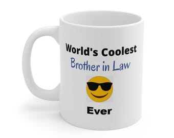 World's Coolest Brother in Law Ever Mug | Emoji Coffee Cup