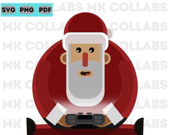 Santa Gamer Christmas PNG SVG PDF Video Games Digital Print Download Cricut Sublimation