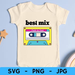 Melhor Mix Mãe e Pai Retro Vintage Anos 80 Anos 90 Bebês Presentes de Chá de Bebê Pais Millennials Nostalgic SVG PNG JPG Impressão Digital Download