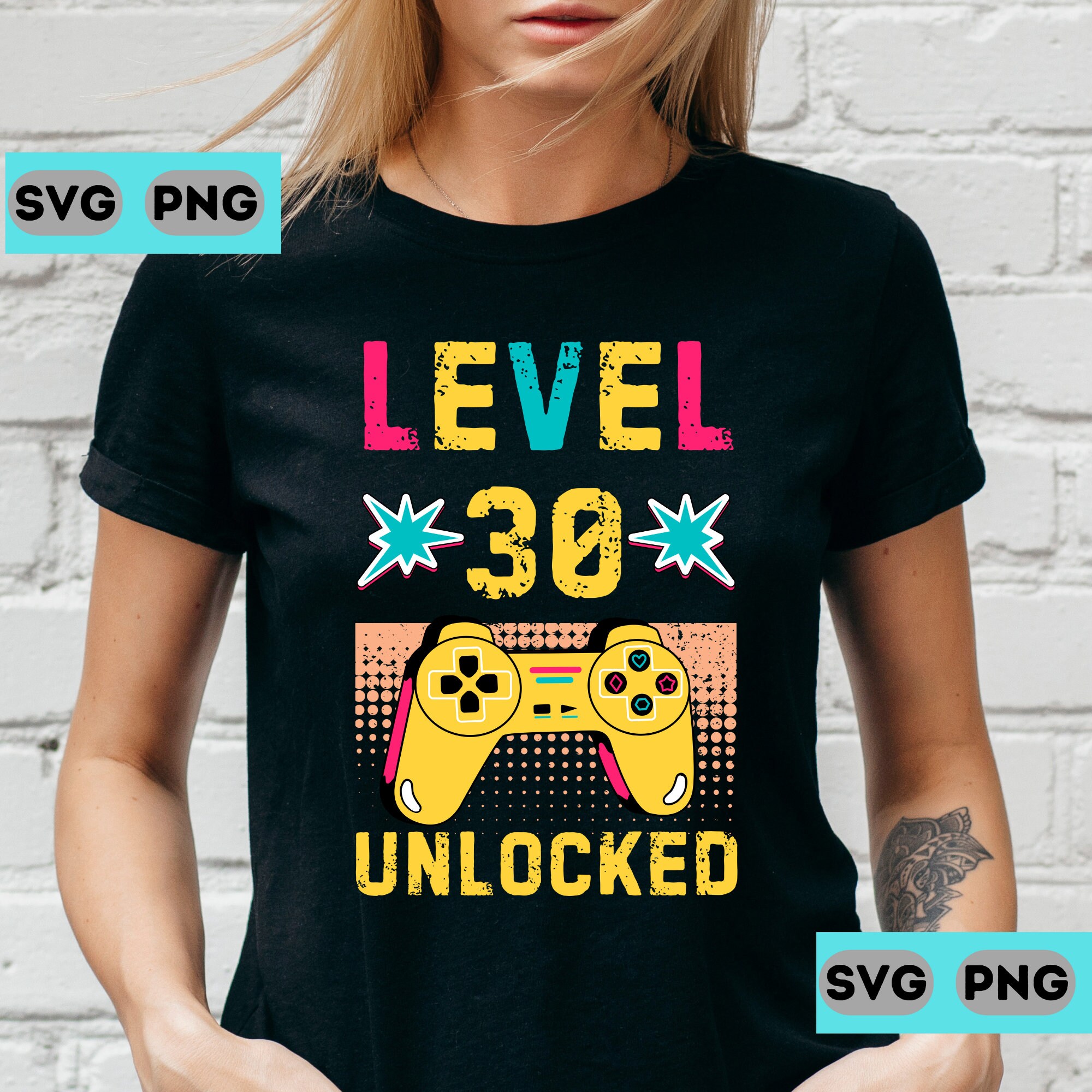 Level 30 Unlocked 30 Year Old Birthday Gamer Retro Vintage Gaming