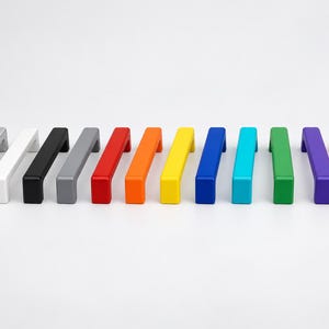 Bunte Möbelgriffe | Schrankgriffe & Schubladengriffe | 90 mm oder 120 mm | IKEA Zubehör | inkl. Schrauben und Bohrschablone