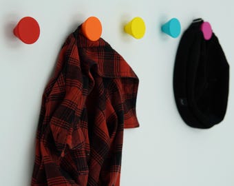 Colorful coat hooks & knobs – cone-shaped, heavy-duty – perfect for jackets, bags, more, incl. mounting hardware
