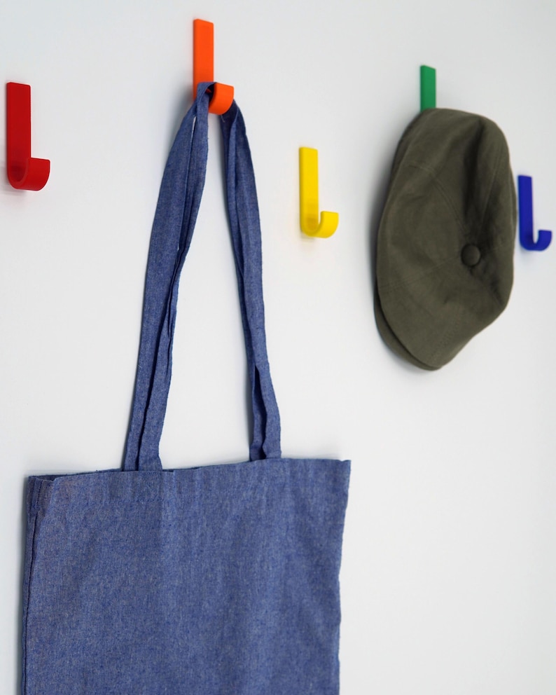 Colorful Wall Hooks Heavy Duty – Coat Hooks for Jackets, Bags & Storage | Screw or Self Adhesive | Includes Mounting Hardware image 3