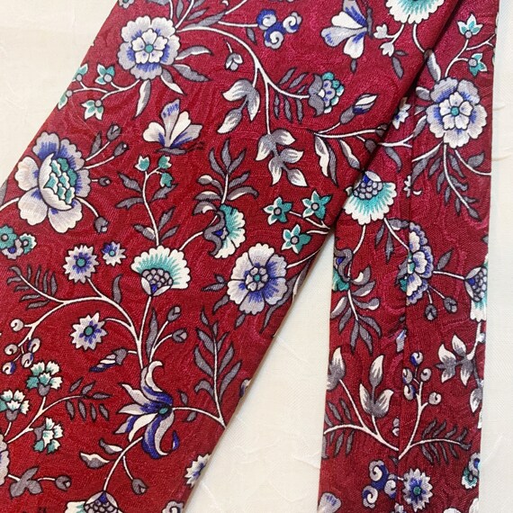 Maroon Flower Garden Silk Necktie by LDM handmade… - image 3