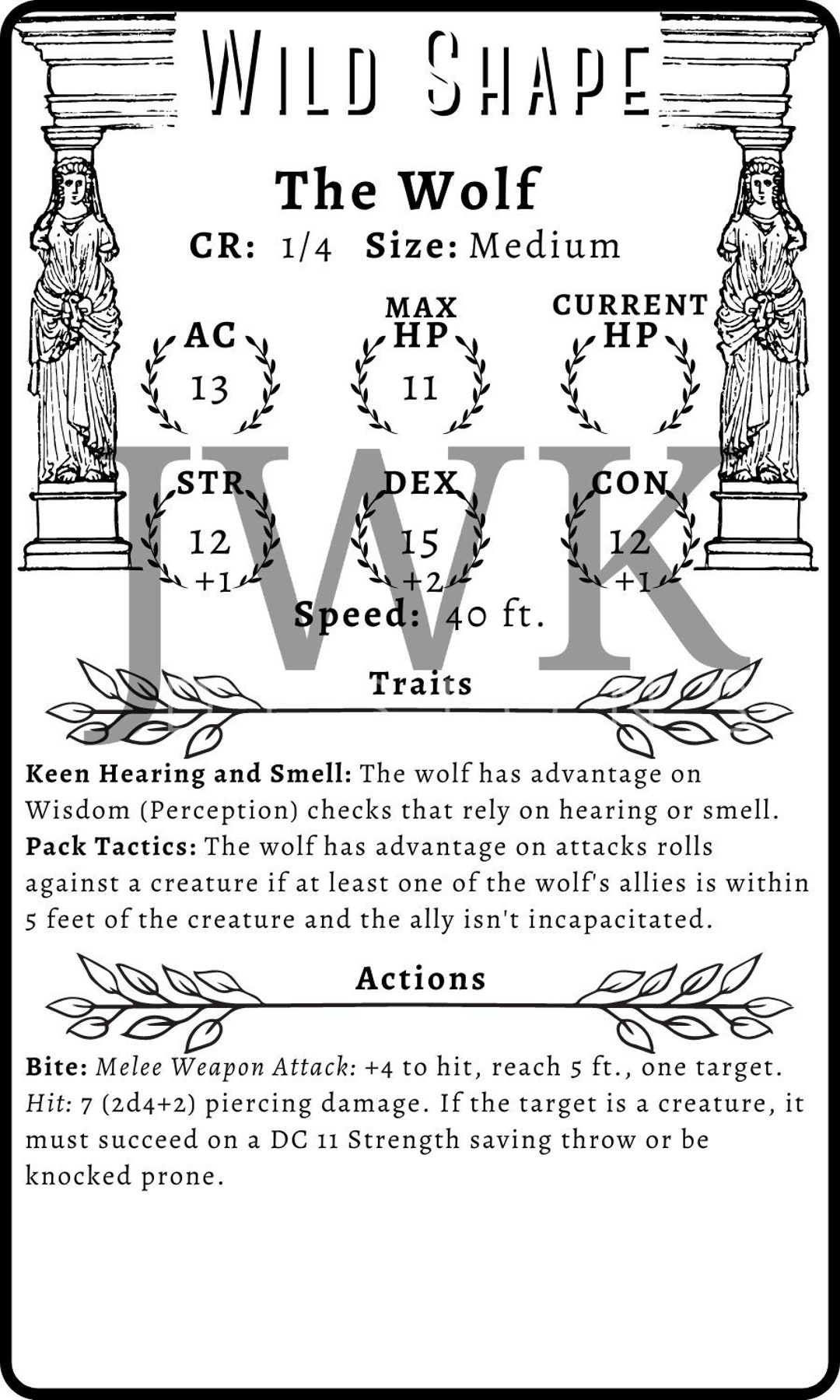 Dungeons and Dragons 5e Wild Shape Cards Etsy