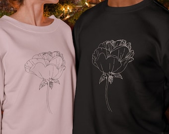 Rose Flowers Sweatshirt, Wildflower Sweatshirt, Pocket Top Floral Gifts, Flower Sweatshirt, Rose Gift, Women Graphic Shirt, Gift for Women