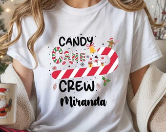 Christmas Candy Cane Crew T-Shirt:Family Holiday Tee