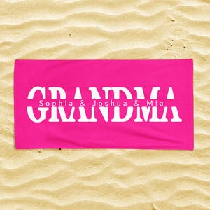 Serviette de plage personnalisée grand-mère, cadeau d&#39;anniversaire grand-mère grand-mère, fête des mères à imprimer grand-mère, cadeau grand-mère, cadeau de Noël grand-mère