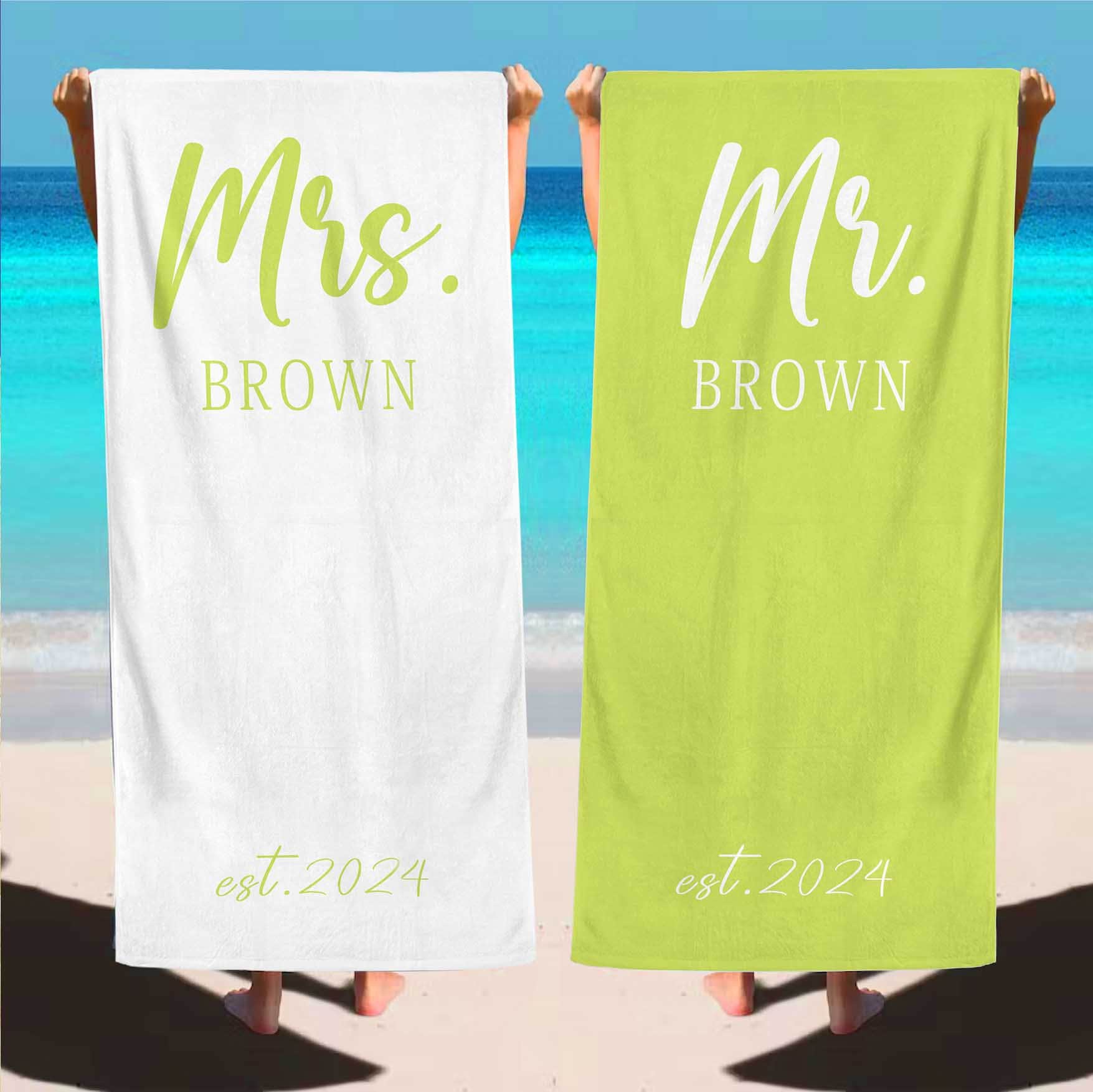 Personalized Mr and Mrs Beach Towel,Honeymoon Gift,Bride Beach Towel,Wedding Gift Ideas,Husband Gift,Newly Married Gift,Bridal Shower Gift