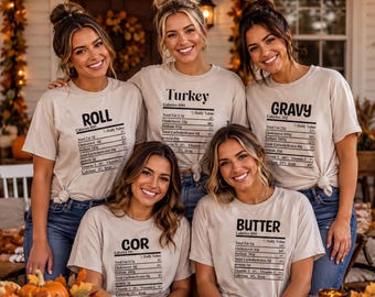 Thanksgiving Nutrition Facts Shirts, Matching Turkey Day Tees