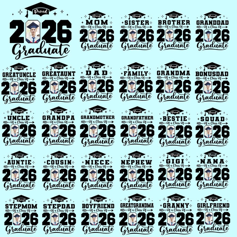 a set of graduation stickers with a graduate's name