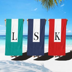 Monogrammed Beach Towel, Traveler Gift, Summer Vacation, Hostess Gift, Pool Bachelorette Bridesmaid Towels,Graduation Gift Idea,Beach Prints