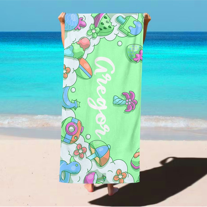 Personalized Kids Beach Towel: Summer Birthday Gift image 6