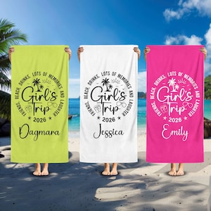 Toalla de playa personalizada para el viaje de chicas 2026: regalo para la dama de honor de la despedida de soltera