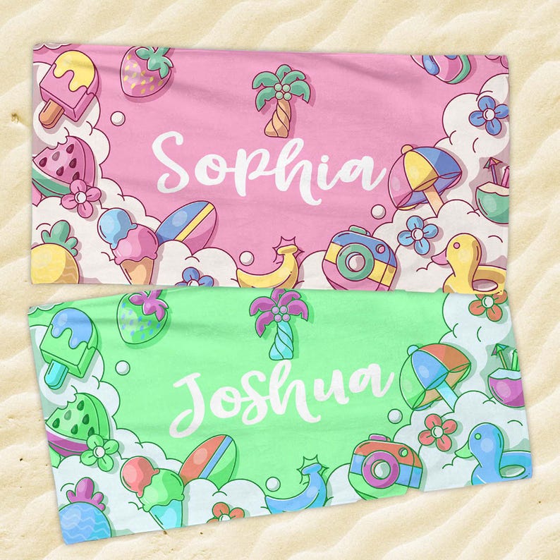 Personalized Kids Beach Towel: Summer Birthday Gift image 1