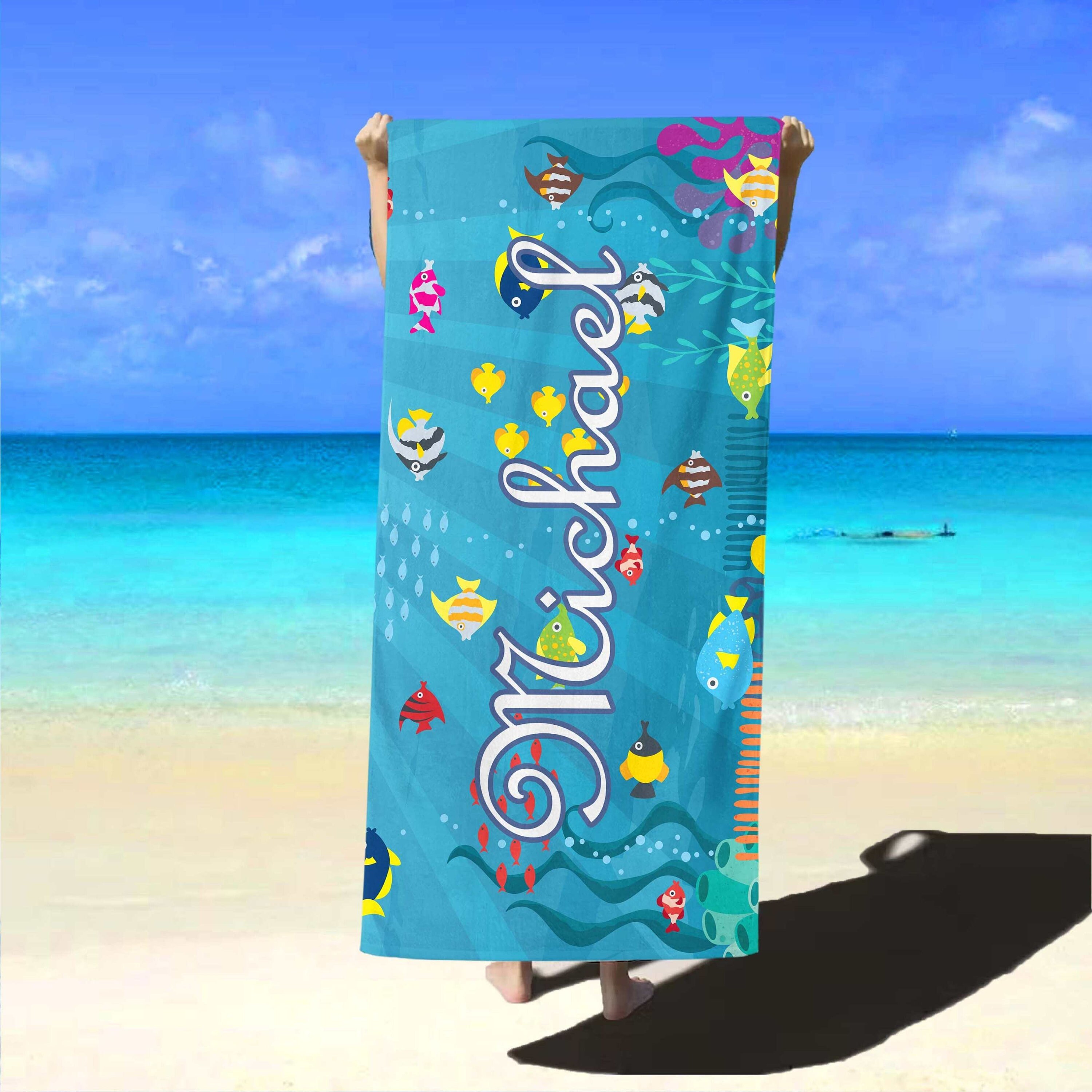 Personalized Kids Beach Towel,Toddler Girl Boy Gift, Under The Sea Party, Cousin Crew Gift, Swimming Pool Towel,End Of School Gifts For Kids